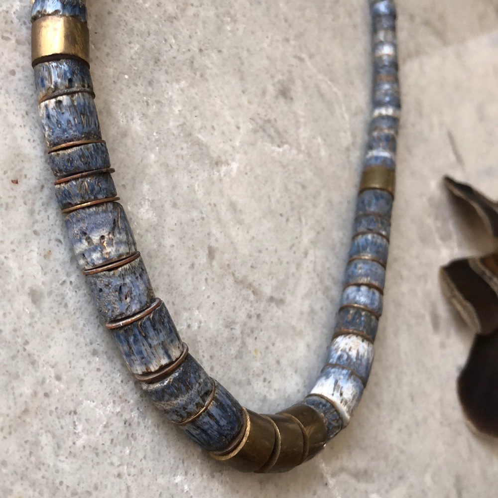 Vintage Brass & Stone Necklace